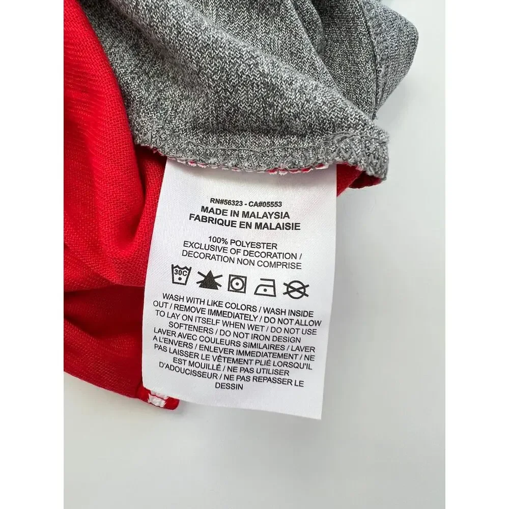 Nike Men's Gray/Red Team Player Short Sleeve CI4545-034 Size S NWT